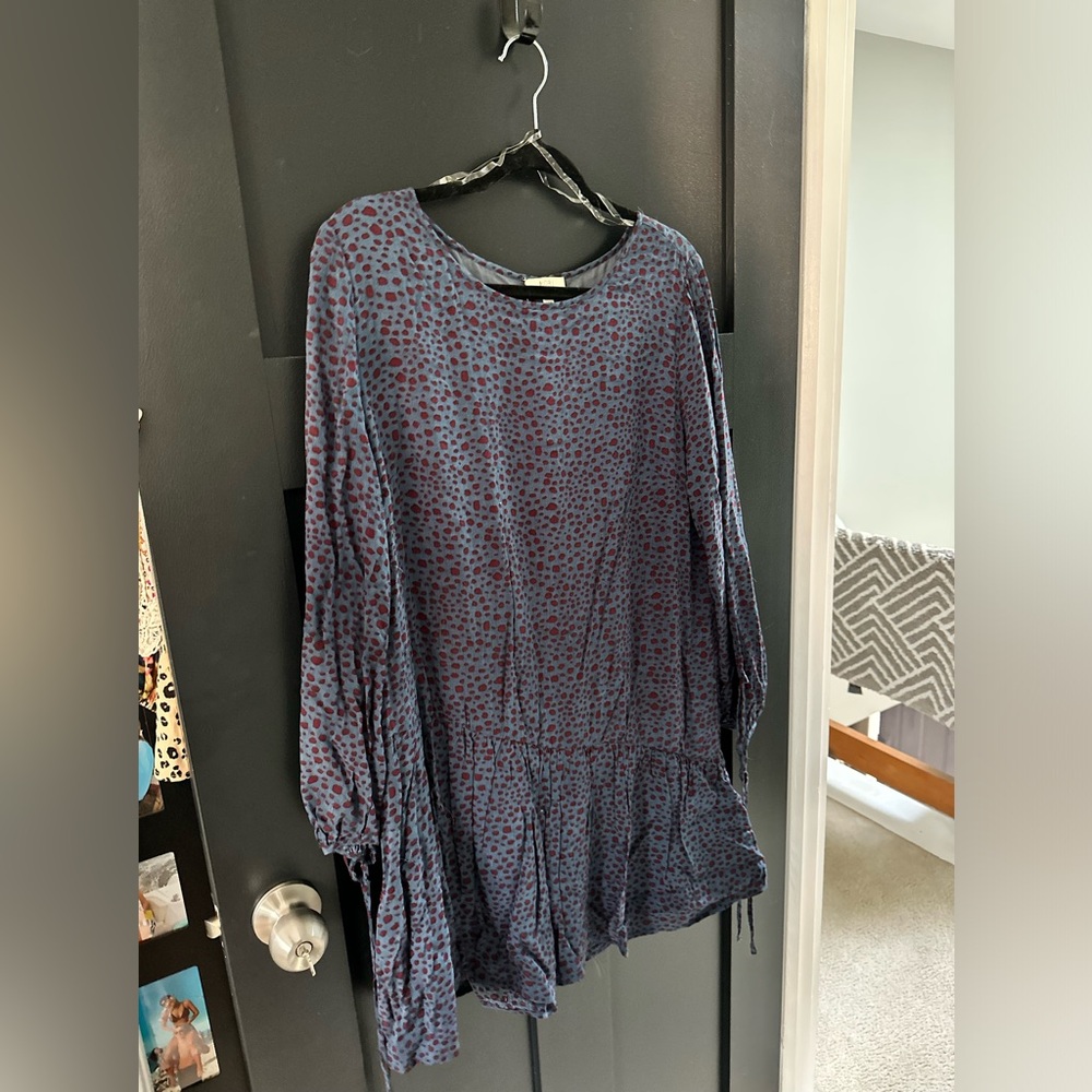 Red and blue spotted long sleeve dress! Never worn